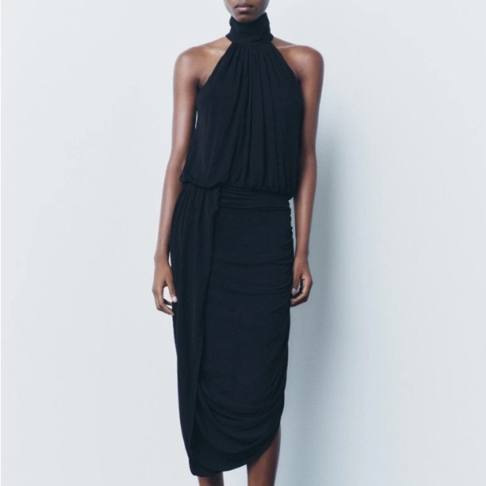 Zara Collection-Elegant draped Halter Dress